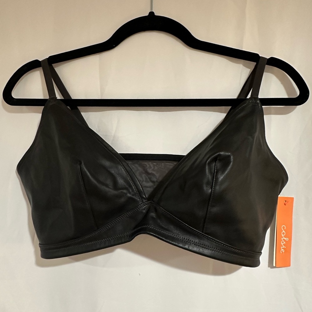 NYT Colsie Black Leather Bralette